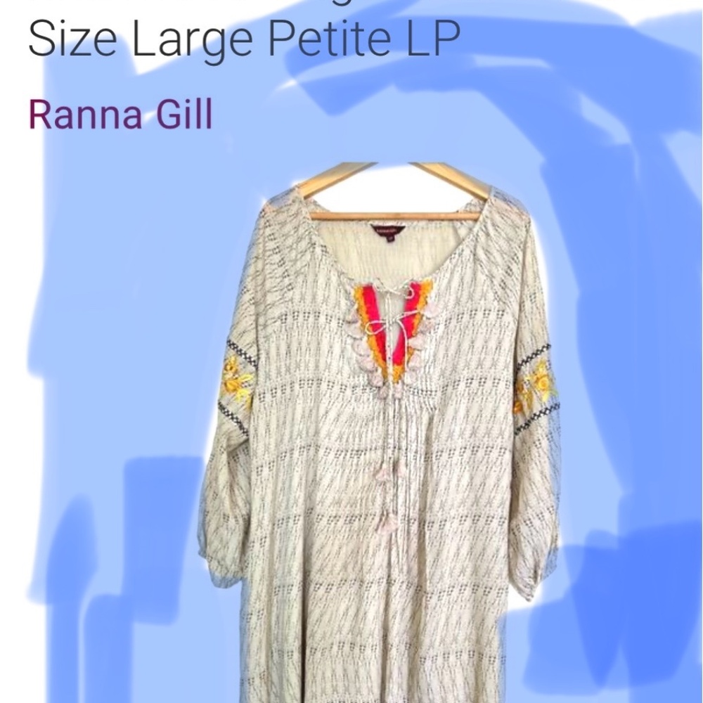 Anthropologie, Ranna Gill Dress,S, smock , dress, Ranna Gill, embroidery, ties